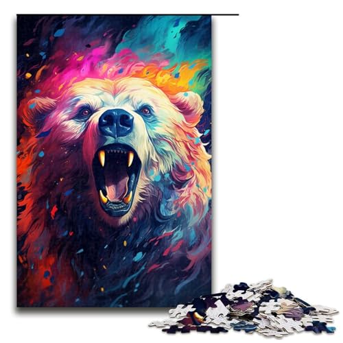 Puzzle für Erwachsene 1000 Teile farbenfroh psychedelisch Neon-Eisbär Heimdekoration Puzzle-Spielzeug Geschenk für die ganze Familie 1000 Teile (75 x 50 cm) von mowenbingpeng