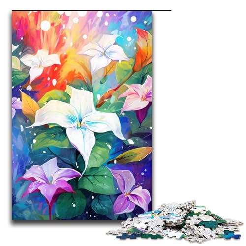 Puzzle für Erwachsene 1000 Teile farbenfroh psychedelisch orientalisch weißes Trillium Puzzlespiel lustiges Spielzeug 1000 Teile (75 x 50 cm) von mowenbingpeng