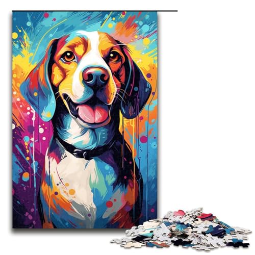 Puzzle für Erwachsene 1000 Teile farbenfroh psychedelische Kunst Farbiger Hund Heimdekoration Puzzle-Spielzeug Geschenk für die ganze Familie 1000 Teile (75 x 50 cm) von mowenbingpeng