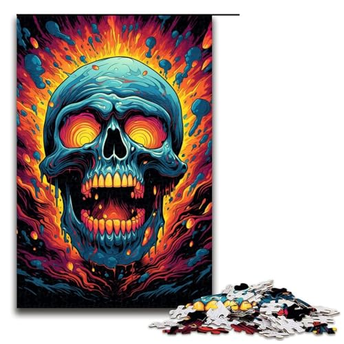 Puzzle für Erwachsene 1000 Teile farbenfrohe Psychedelia der Weltraumskelette Puzzlespiel lustiges Spielzeug 1000 Teile (75 x 50 cm) von mowenbingpeng