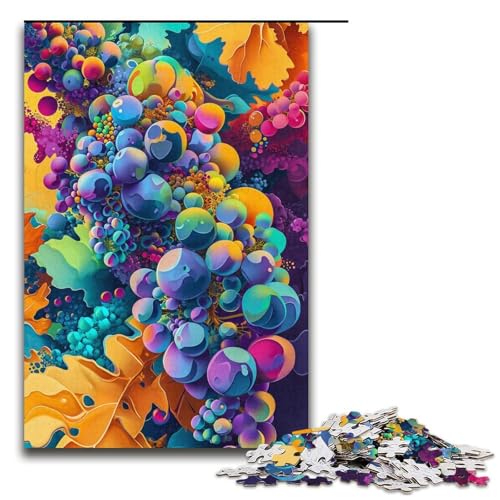 Puzzle für Erwachsene 1000 Teile farbenfrohe Psychedelia mit Mahonia-Trauben Puzzlespiel Spielzeug lustig 1000 Teile (38 x 26 cm) von mowenbingpeng