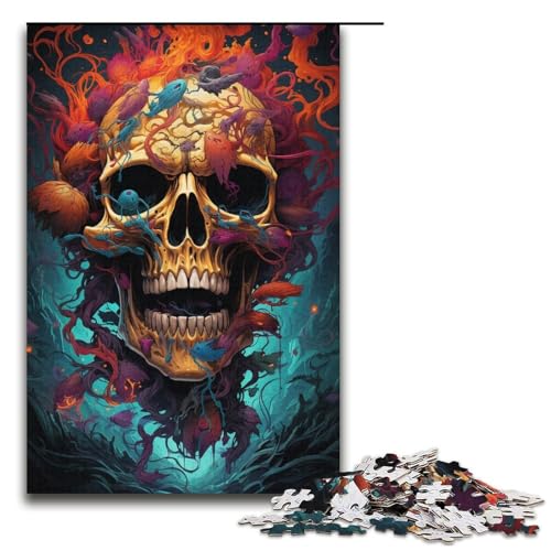 Puzzle für Erwachsene 1000 Teile farbenfrohe Psychedelia mit bösen Skeletten Puzzlespiel lustiges Spielzeug 1000 Teile (38 x 26 cm) von mowenbingpeng