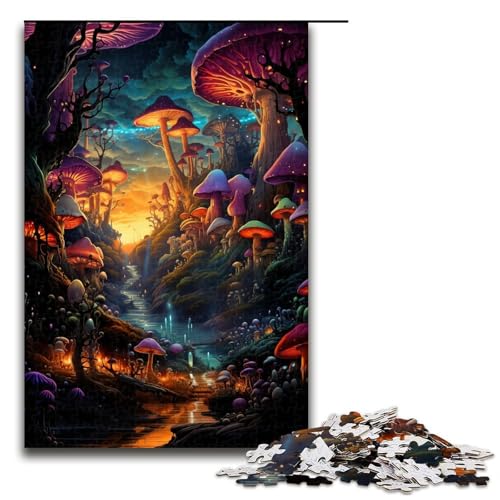 Puzzle für Erwachsene 1000 Teile farbenfrohe psychedelische Landschaft Holzpuzzle für Kinder Lernspiel 1000 Teile (75 x 50 cm) von mowenbingpeng