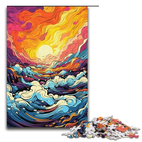 Puzzle für Erwachsene 1000 Teile farbenfrohe psychedelische Landschaft Lernspiele für Zuhause DIY-Spielzeug tolles Geschenk für Spiele 1000 Teile (38 x 26 cm) von mowenbingpeng