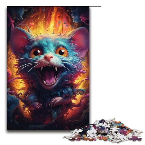 Puzzle für Erwachsene 1000 Teile farbenfrohe psychedelische Maus Puzzlespiel lustiges Spielzeug 1000 Teile (38 x 26 cm) von mowenbingpeng