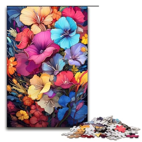 Puzzle für Erwachsene 1000 Teile farbenfrohe psychedelische Nachtkerzen Holzpuzzle 1000 Teile (75 x 50 cm) von mowenbingpeng