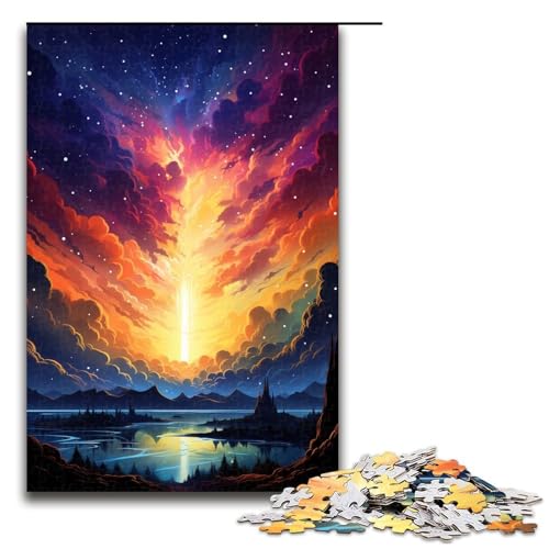 Puzzle für Erwachsene 1000 Teile farbenfrohe psychedelische Nachtszene Puzzlespiel lustiges Spielzeug 1000 Teile (75 x 50 cm) von mowenbingpeng