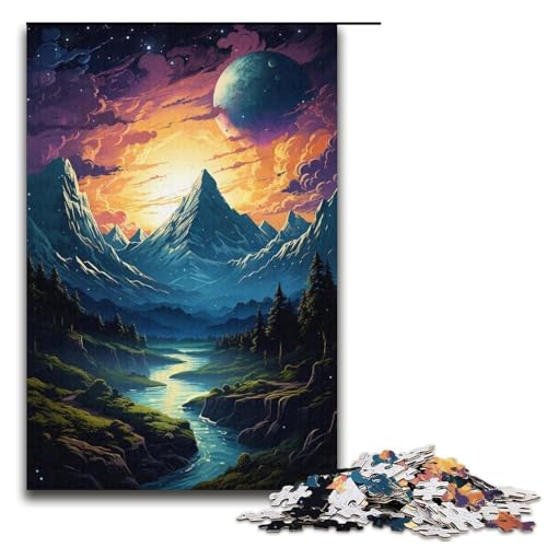 Puzzle für Erwachsene 1000 Teile farbenfrohe psychedelische Planetenlandschaft Puzzle Lernspiele für Zuhause DIY-Spielzeug tolles Geschenk für Spiele 1000 Teile (38 x 26 cm) von mowenbingpeng