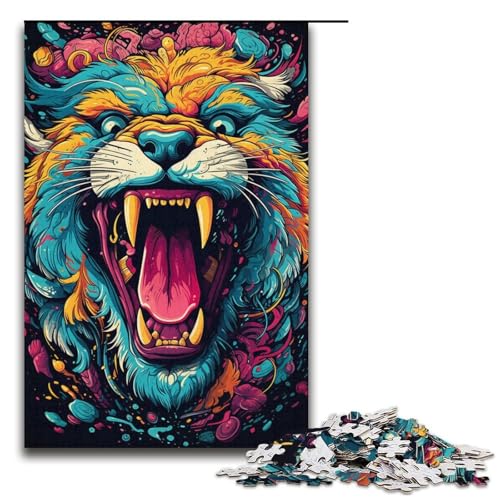 Puzzle für Erwachsene 1000 Teile farbenfrohe psychedelische Tiere Puzzlespiel lustiges Spielzeug 1000 Teile (38 x 26 cm) von mowenbingpeng
