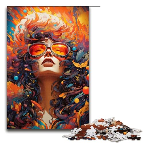 Puzzle für Erwachsene 1000 Teile farbenfrohe psychedelische Tiere Puzzlespiel lustiges Spielzeug 1000 Teile (75 x 50 cm) von mowenbingpeng