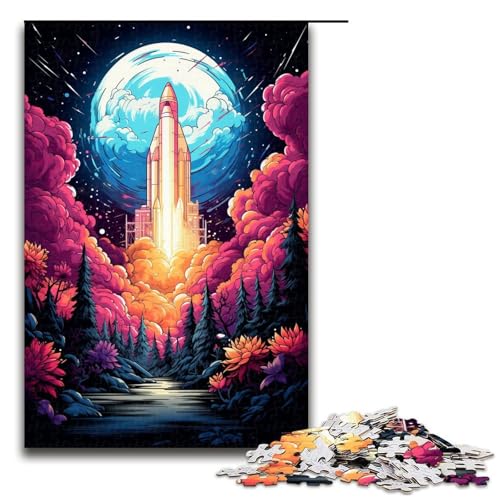 Puzzle für Erwachsene 1000 Teile farbenfrohe psychedelische Weltraumrakete Puzzlespiele Spielzeug Geschenk geeignet für die Schreibtischdekoration 1000 Teile (75 x 50 cm) von mowenbingpeng