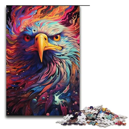 Puzzle für Erwachsene 1000 Teile farbenfroher Psychedelischer Adler unmögliches Puzzle Familienspiel Stressabbau schwierige Herausforderung 1000 Teile (38 x 26 cm) von mowenbingpeng