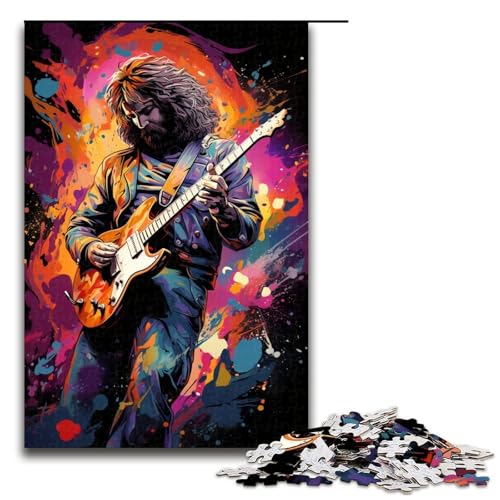 Puzzle für Erwachsene 1000 Teile farbenfroher Psychedelischer Mann der Gitarre spielt Puzzle Lernspiele für Zuhause DIY-Spielzeug tolles Geschenk für Spiele 1000 Teile (75 x 50 cm) von mowenbingpeng