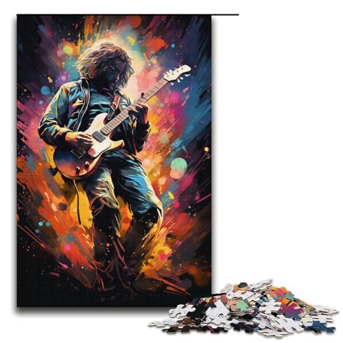 Puzzle für Erwachsene 1000 Teile farbenfroher Psychedelischer Mann der Gitarre spielt Puzzle Spiele Spielzeug Geschenk geeignet für die Schreibtischdekoration 1000 Teile (38 x 26 cm) von mowenbingpeng
