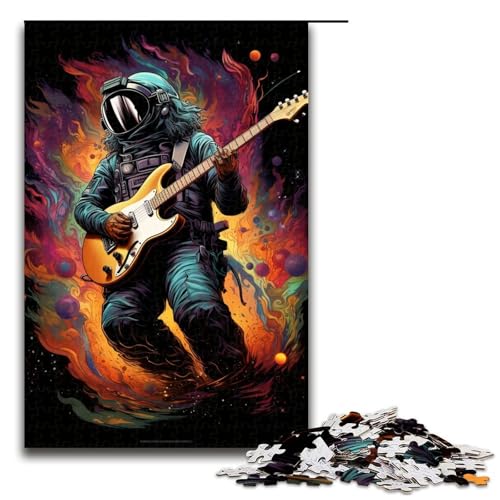 Puzzle für Erwachsene 1000 Teile farbenfroher Psychedelischer Mann der Gitarre spielt Puzzlespiel lustiges Spielzeug 1000 Teile (75 x 50 cm) von mowenbingpeng