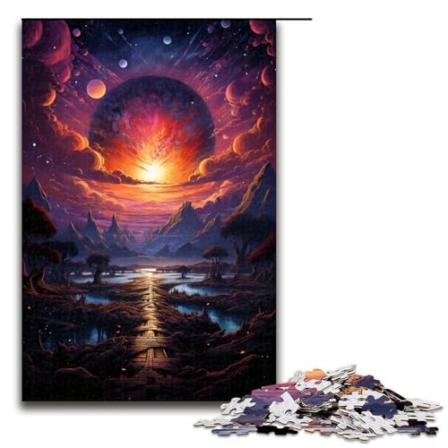 Puzzle für Erwachsene 1000 Teile farbenfroher Psychedelischer Sonnenuntergang aus dem Weltraum Puzzlespiele Spielzeug Geschenk geeignet für die Schreibtischdekoration 1000 Teile (75 x 50 cm) von mowenbingpeng