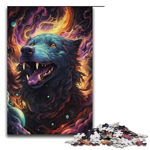 Puzzle für Erwachsene 1000 Teile farbenfroher Psychedelischer böser Hund aus der Zukunft Puzzle jedes Teil ist einzigartig – anspruchsvolles unterhaltsames Familienspiel 1000 Teile (38 x 26 cm) von mowenbingpeng