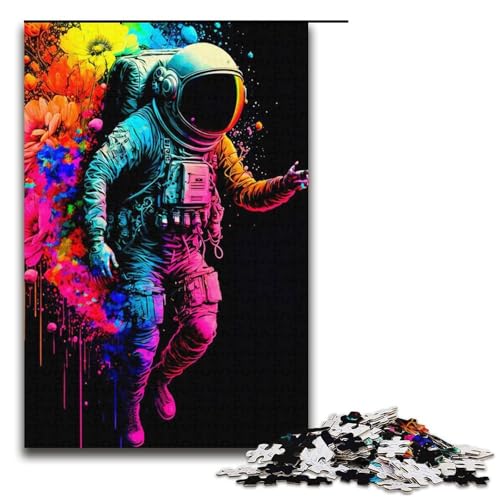 Puzzle für Erwachsene 1000 Teile farbenfrohes Astronautenmuster zum Zusammenbauen hilft dem Gehirn süchtig machendes Spielzeug zur Förderung der Geduld 1000 Teile (38 x 26 cm) von mowenbingpeng