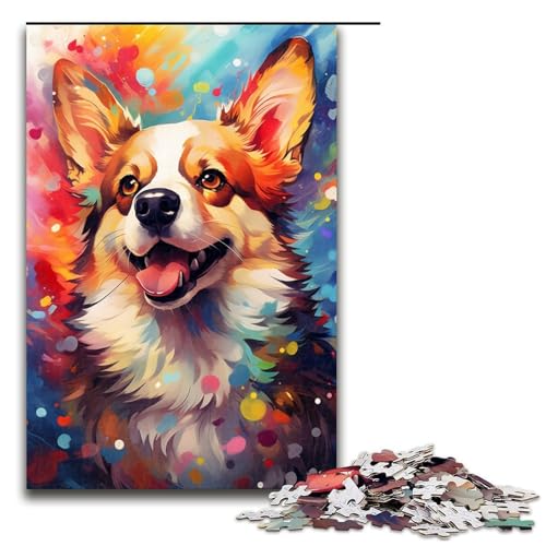 Puzzle für Erwachsene 1000 Teile farbenfrohes Corgi-Hunde-Puzzle Lernspiele für Zuhause DIY-Spielzeug tolles Geschenk für Spiele 1000 Teile (75 x 50 cm) von mowenbingpeng
