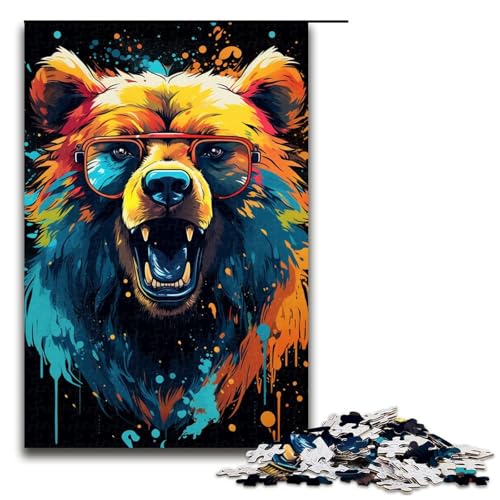 Puzzle für Erwachsene 1000 Teile farbenfrohes Kunst-Bären-Puzzle Lernspiele für Zuhause DIY-Spielzeug tolles Geschenk für Spiele 1000 Teile (75 x 50 cm) von mowenbingpeng