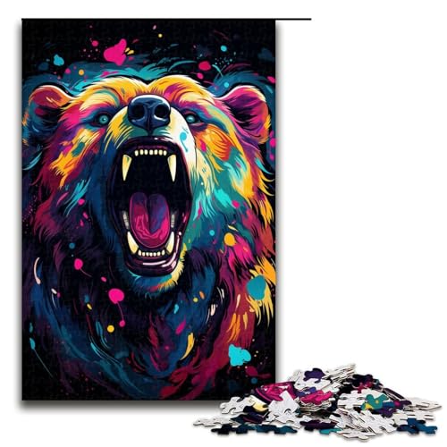 Puzzle für Erwachsene 1000 Teile farbenfrohes Kunst-Bären-Puzzle Lernspiele für Zuhause DIY-Spielzeug tolles Geschenk für Spiele 1000 Teile (75 x 50 cm) von mowenbingpeng