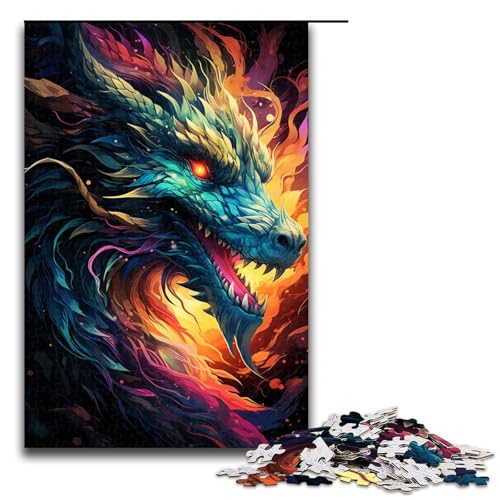 Puzzle für Erwachsene 1000 Teile farbenfrohes künstlerisches Drachen-Puzzle Lernspiele für Zuhause DIY-Spielzeug tolles Geschenk für Spiele 1000 Teile (75 x 50 cm) von mowenbingpeng