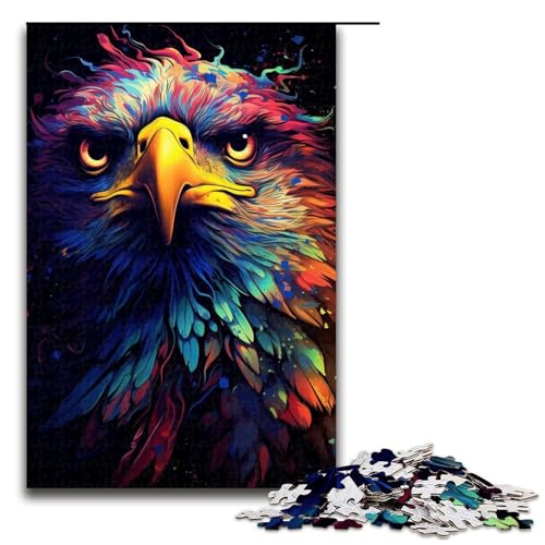 Puzzle für Erwachsene 1000 Teile farbenfrohes psychedelisches Adler-Puzzle Geburtstagsgeschenk für Teenager ab 14 Jahren 1000 Teile (75 x 50 cm) von mowenbingpeng