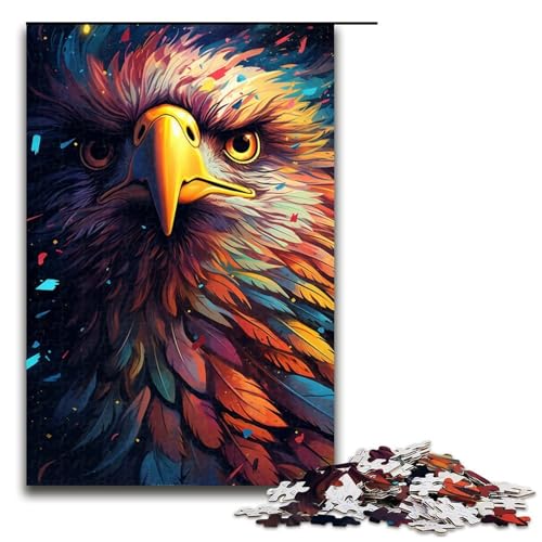 Puzzle für Erwachsene 1000 Teile farbenfrohes psychedelisches Adlermuster zum Zusammenbauen hilft dem Gehirn süchtig machendes Spielzeug zur Förderung der Geduld 1000 Teile (75 x 50 cm) von mowenbingpeng
