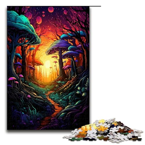 Puzzle für Erwachsene 1000 Teile farbenfrohes psychedelisches Dschungelmuster zum Zusammenbauen hilft dem Gehirn süchtig machendes Spielzeug zur Förderung der Geduld 1000 Teile (75 x 50 cm) von mowenbingpeng