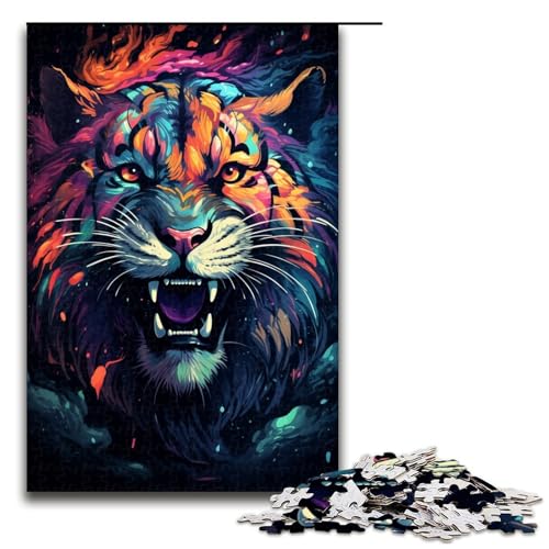 Puzzle für Erwachsene 1000 Teile farbenfrohes psychedelisches Elementar-Blitztiger-Puzzle Lernspiele für Zuhause DIY-Spielzeug tolles Geschenk für Spiele 1000 Teile (75 x 50 cm) von mowenbingpeng