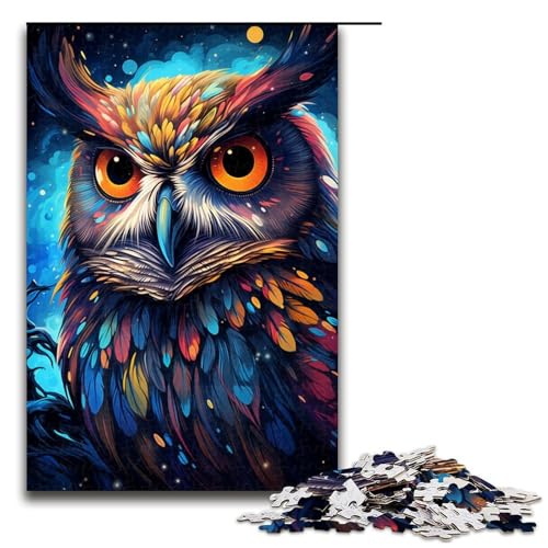 Puzzle für Erwachsene 1000 Teile farbenfrohes psychedelisches Eulen-Puzzle mit Sternenhimmel jedes Teil ist einzigartig – anspruchsvolles unterhaltsames Familienspiel 1000 Teile (75 x 50 cm) von mowenbingpeng