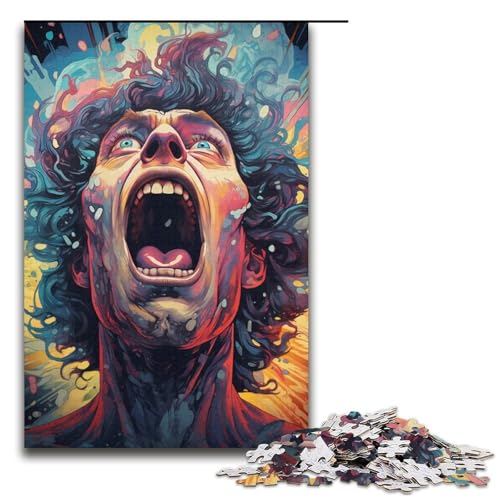 Puzzle für Erwachsene 1000 Teile farbenfrohes psychedelisches Familien-Holzpuzzle Lernspiel Herausforderungsspielzeug 1000 Teile (38 x 26 cm) von mowenbingpeng