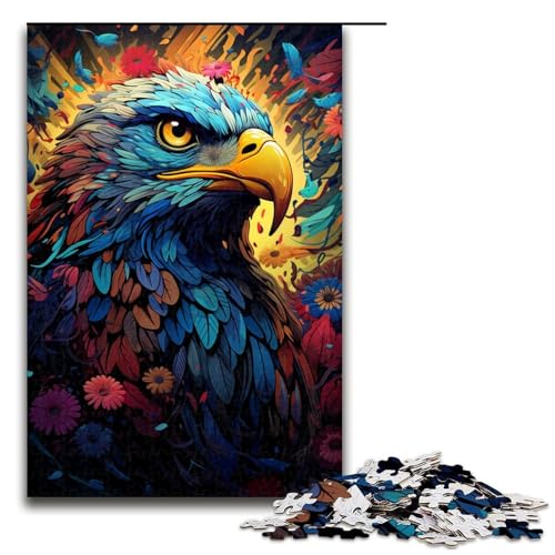 Puzzle für Erwachsene 1000 Teile farbenfrohes psychedelisches Gemälde Adler Holzpuzzle 1000 Teile (75 x 50 cm) von mowenbingpeng