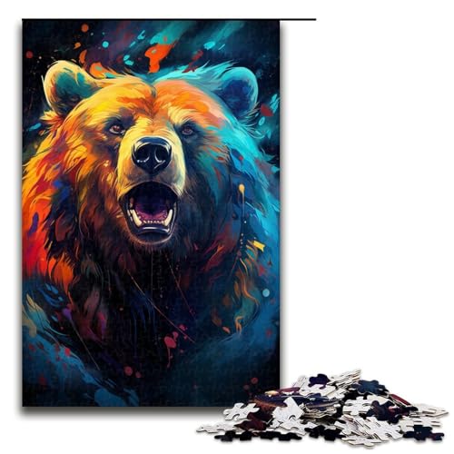 Puzzle für Erwachsene 1000 Teile farbenfrohes psychedelisches Gemälde Bären-Puzzle Spiele Spielzeug Geschenk geeignet als Schreibtischdekoration 1000 Teile (75 x 50 cm) von mowenbingpeng