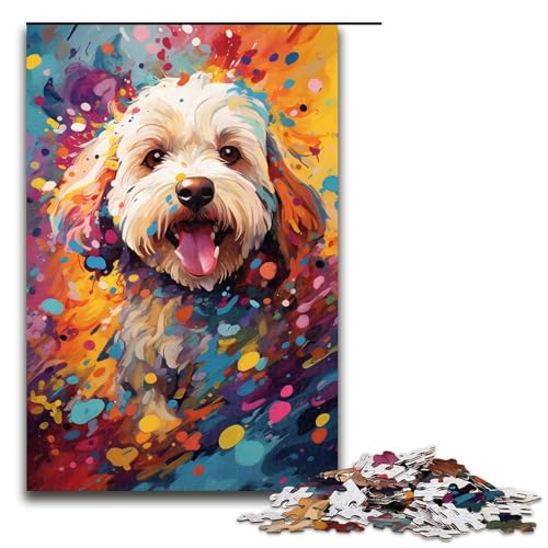 Puzzle für Erwachsene 1000 Teile farbenfrohes psychedelisches Gemälde eines Bichon Frise Puzzlespiel lustiges Spielzeug 1000 Teile (75 x 50 cm) von mowenbingpeng