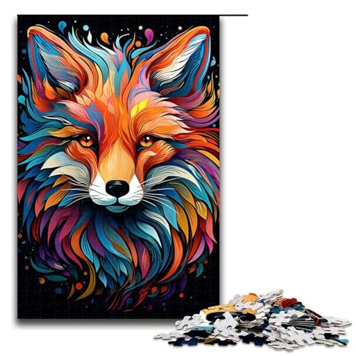 Puzzle für Erwachsene 1000 Teile farbenfrohes psychedelisches Gemälde eines Fuchses Lernspiele für Zuhause DIY-Spielzeug tolles Geschenk für Spiele 1000 Teile (75 x 50 cm) von mowenbingpeng