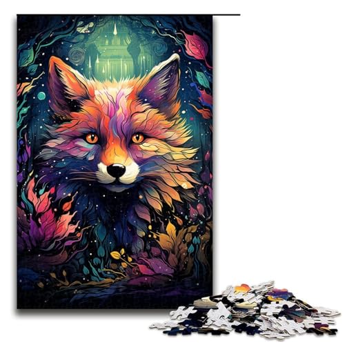 Puzzle für Erwachsene 1000 Teile farbenfrohes psychedelisches Gemälde eines Fuchses Lernspiele für Zuhause DIY-Spielzeug tolles Geschenk für Spiele 1000 Teile (75 x 50 cm) von mowenbingpeng
