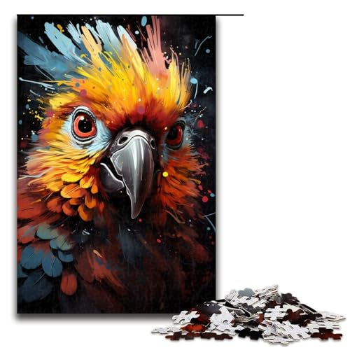 Puzzle für Erwachsene 1000 Teile farbenfrohes psychedelisches Gemälde eines Nymphensittichs Holzpuzzle für Kinder Lernspiel 1000 Teile (75 x 50 cm) von mowenbingpeng