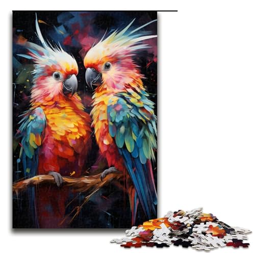 Puzzle für Erwachsene 1000 Teile farbenfrohes psychedelisches Gemälde eines Nymphensittichs Lernspiele für Zuhause DIY-Spielzeug tolles Geschenk für Spiele 1000 Teile (75 x 50 cm) von mowenbingpeng