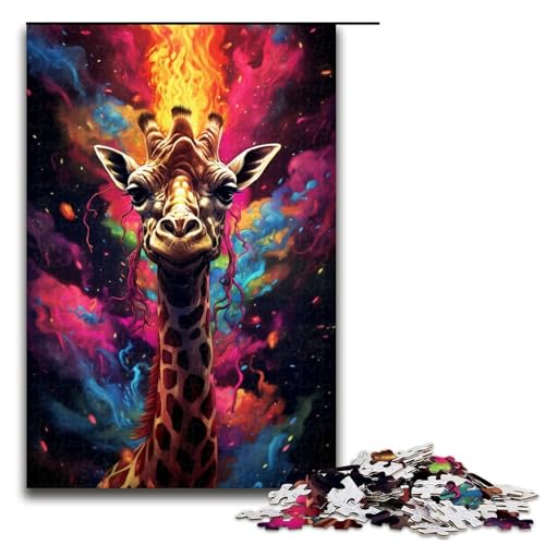 Puzzle für Erwachsene 1000 Teile farbenfrohes psychedelisches Giraffen-Puzzle Lernspiele für Zuhause DIY-Spielzeug tolles Geschenk für Spiele 1000 Teile (75 x 50 cm) von mowenbingpeng