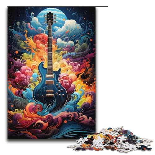 Puzzle für Erwachsene 1000 Teile farbenfrohes psychedelisches Gitarren-Puzzle Geburtstagsgeschenk für Teenager ab 14 Jahren 1000 Teile (38 x 26 cm) von mowenbingpeng