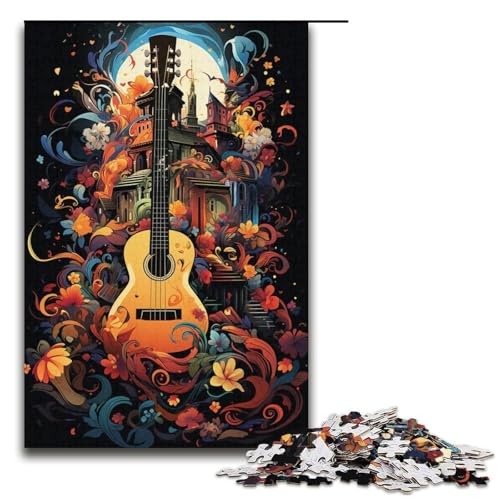 Puzzle für Erwachsene 1000 Teile farbenfrohes psychedelisches Gitarren-Puzzle Lernspiele für Zuhause DIY-Spielzeug tolles Geschenk für Spiele 1000 Teile (38 x 26 cm) von mowenbingpeng