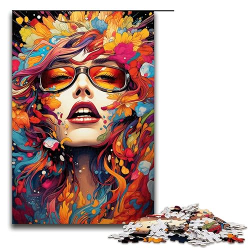Puzzle für Erwachsene 1000 Teile farbenfrohes psychedelisches Göttinnen-Holzpuzzle für Kinder Lernspiel 1000 Teile (75 x 50 cm) von mowenbingpeng