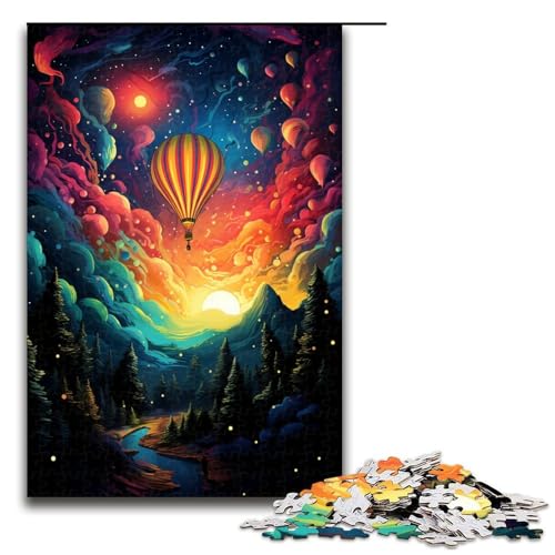 Puzzle für Erwachsene 1000 Teile farbenfrohes psychedelisches Heißluftballon-Holzpuzzle für Kinder Lernspiel 1000 Teile (75 x 50 cm) von mowenbingpeng