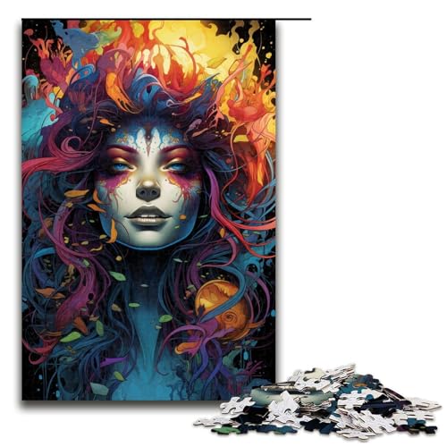 Puzzle für Erwachsene 1000 Teile farbenfrohes psychedelisches Hexenfamilien-Holzpuzzle Lernspiel Herausforderungsspielzeug 1000 Teile (75 x 50 cm) von mowenbingpeng
