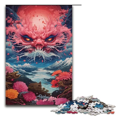 Puzzle für Erwachsene 1000 Teile farbenfrohes psychedelisches Japanisches Landschaftspuzzle Holzpuzzle Lernspiel Herausforderungsspielzeug 1000 Teile (75 x 50 cm) von mowenbingpeng