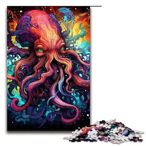 Puzzle für Erwachsene 1000 Teile farbenfrohes psychedelisches Kraken-Puzzle Spiele Spielzeug Geschenk geeignet für die Schreibtischdekoration 1000 Teile (75 x 50 cm) von mowenbingpeng