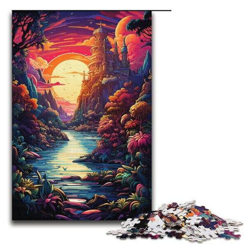 Puzzle für Erwachsene 1000 Teile farbenfrohes psychedelisches Küstenparadies Geburtstagsgeschenk für Teenager ab 14 Jahren 1000 Teile (38 x 26 cm) von mowenbingpeng