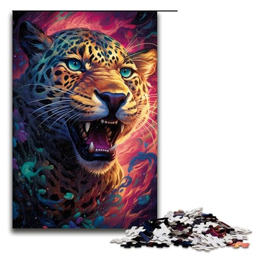 Puzzle für Erwachsene 1000 Teile farbenfrohes psychedelisches Leoparden-Puzzle Lernspiele für Zuhause DIY-Spielzeug tolles Geschenk für Spiele 1000 Teile (75 x 50 cm) von mowenbingpeng