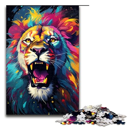 Puzzle für Erwachsene 1000 Teile farbenfrohes psychedelisches Löwen-Puzzle Lernspiele für Zuhause DIY-Spielzeug tolles Geschenk für Spiele 1000 Teile (75 x 50 cm) von mowenbingpeng